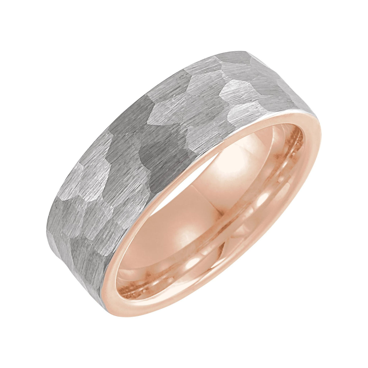 Men's Tungsten Comfort-Fit Flat Band with Hammered Finish - Gray