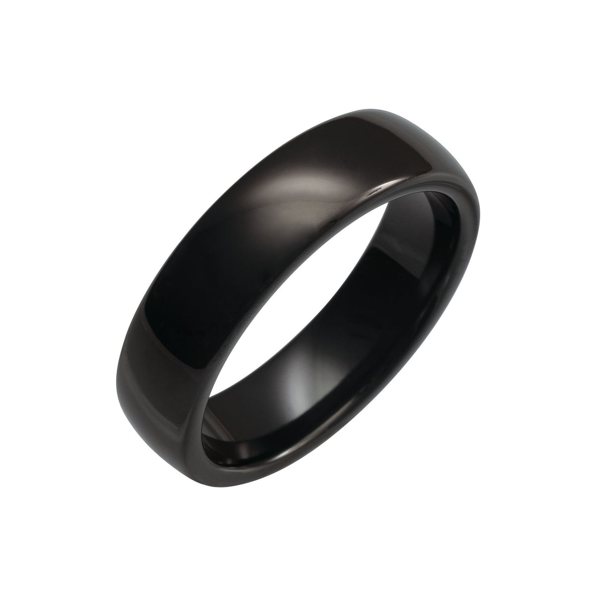 Men's Tungsten Comfort-Fit Half Round Band, Black - Black