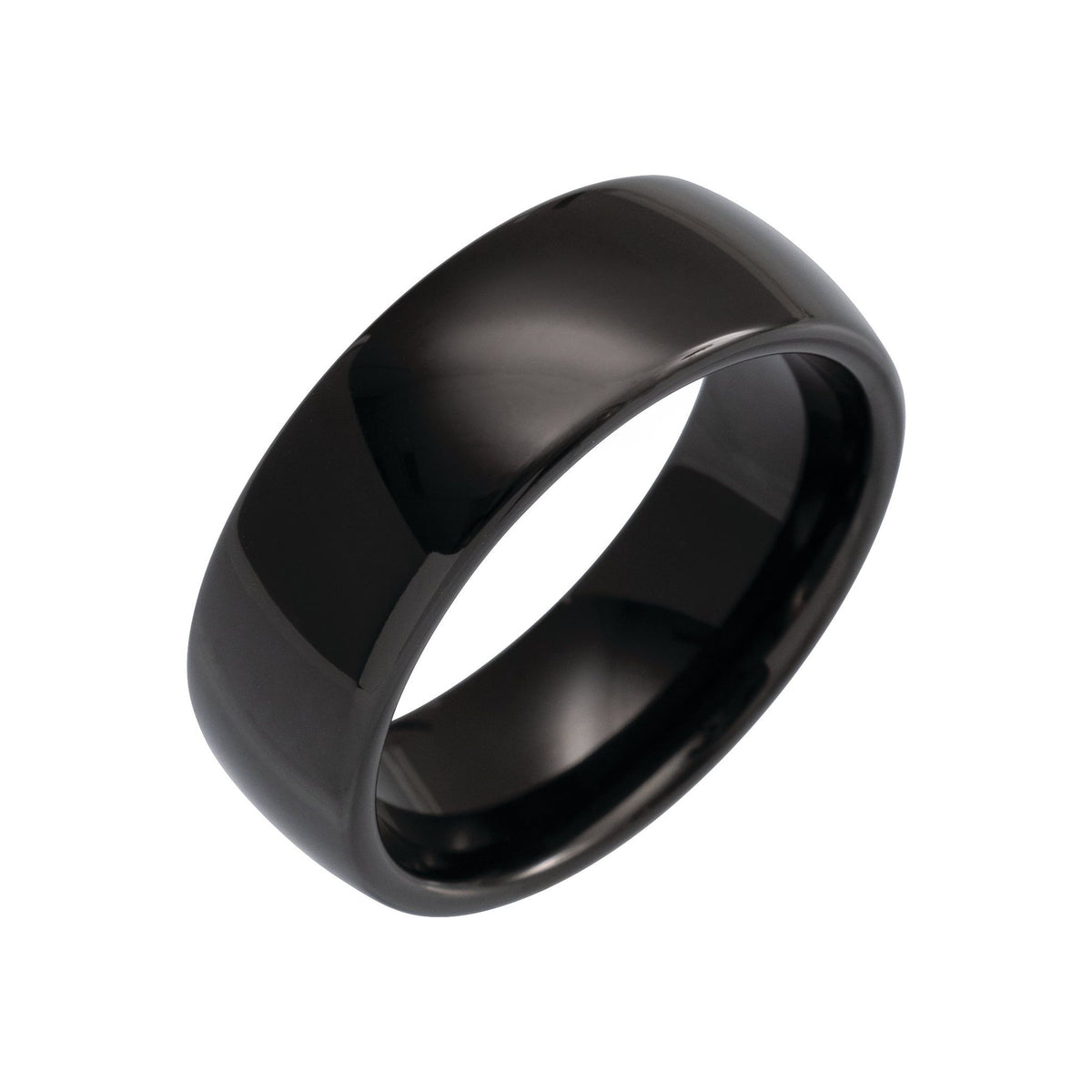 Men's Tungsten Comfort-Fit Half Round Band, Black - Black