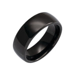 Men's Tungsten Comfort-Fit Half Round Band, Black - Black