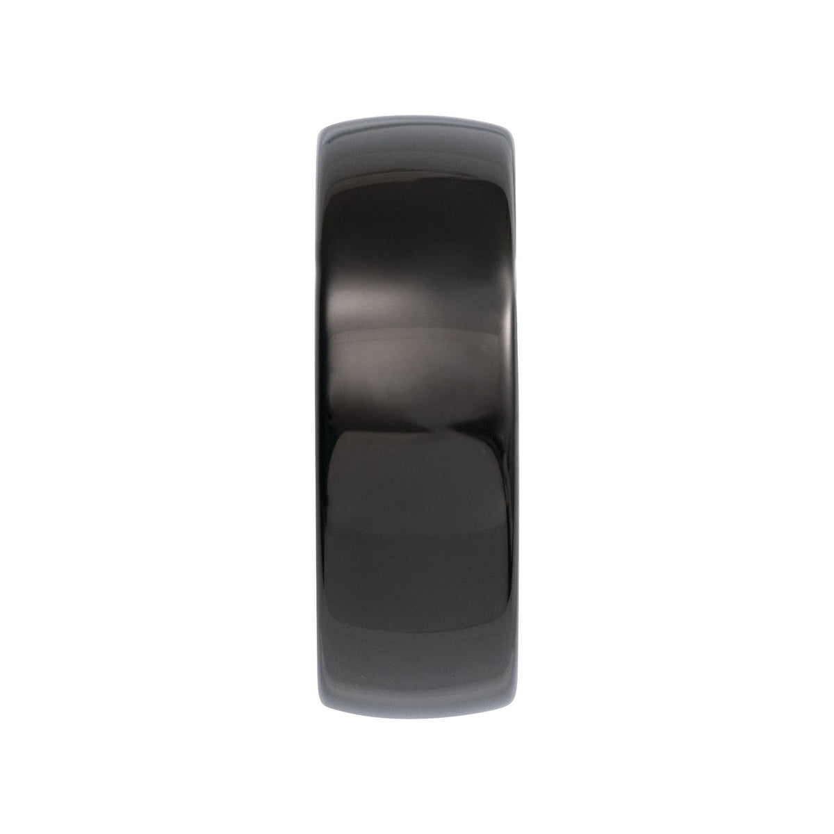 Men's Tungsten Comfort-Fit Half Round Band, Black - Black