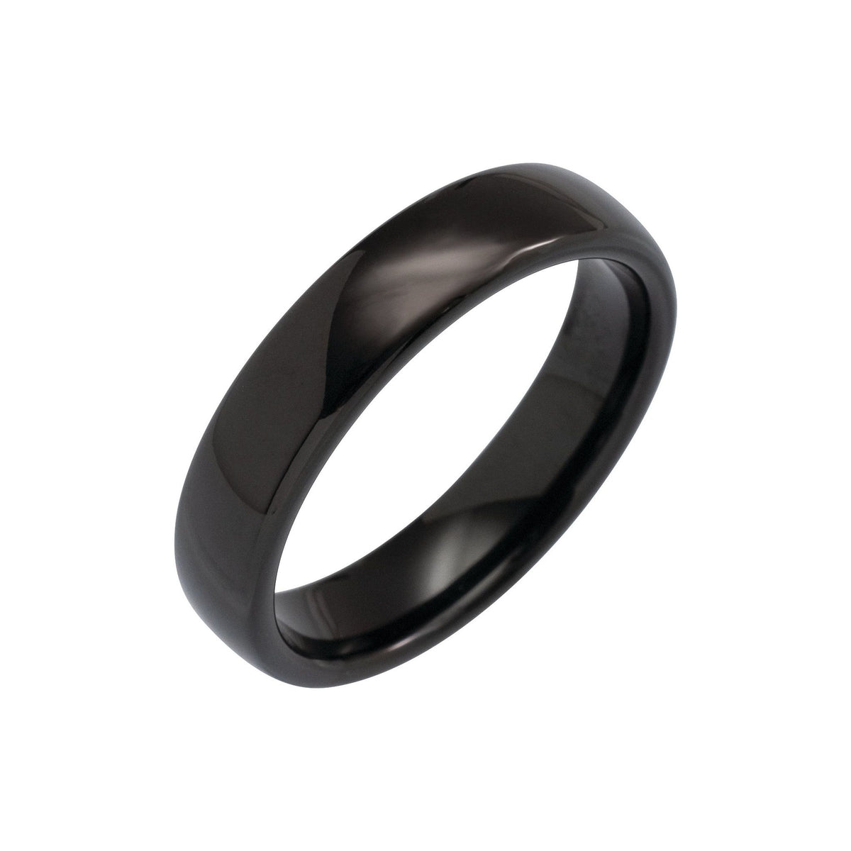 Men's Tungsten Comfort-Fit Half Round Band, Black - Black