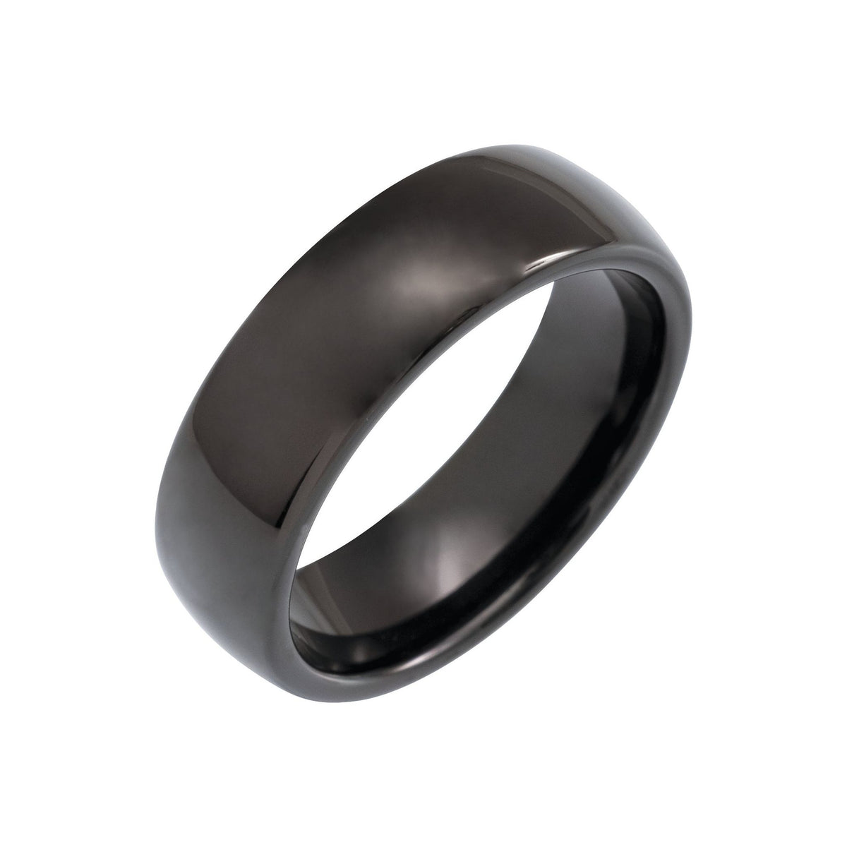 Men's Tungsten Comfort-Fit Half Round Band, Black - Black
