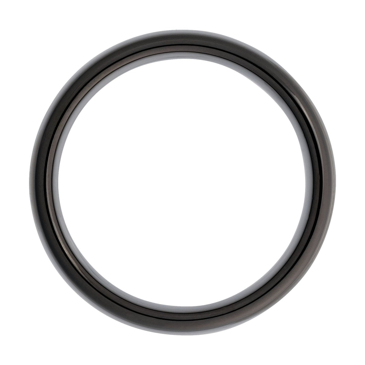Men's Tungsten Comfort-Fit Half Round Band, Black - Black