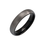 Men's Tungsten Comfort-Fit Half Round Band with Satin Finish - Black