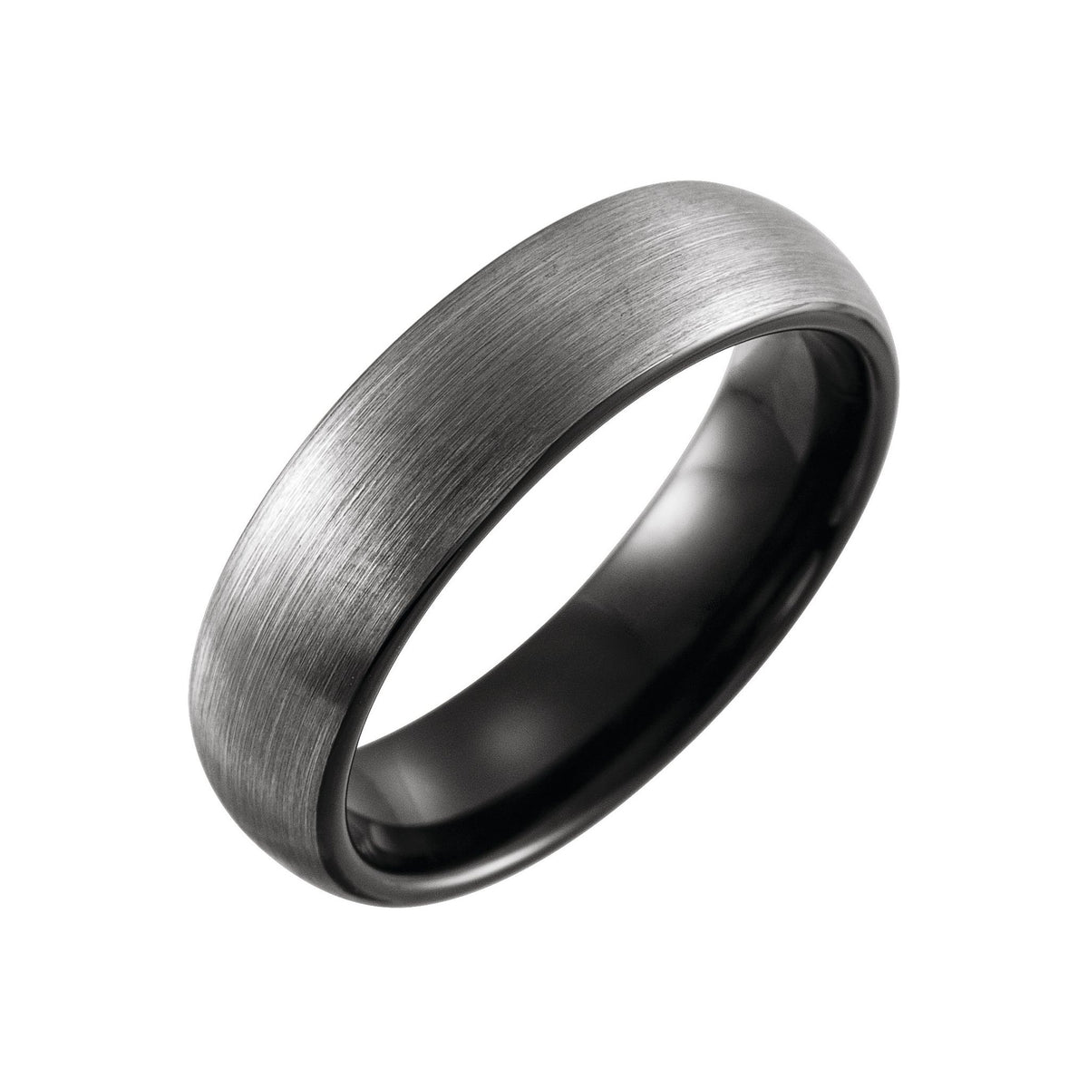Men's Tungsten Comfort-Fit Half Round Band with Satin Finish - Black
