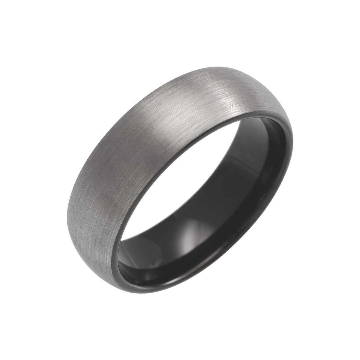 Men's Tungsten Comfort-Fit Half Round Band with Satin Finish - Black