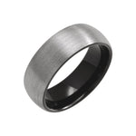 Men's Tungsten Comfort-Fit Half Round Band with Satin Finish - Black