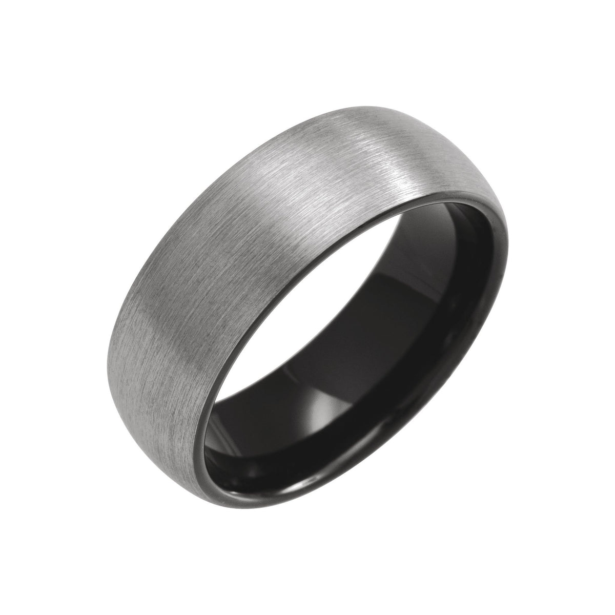 Men's Tungsten Comfort-Fit Half Round Band with Satin Finish - Black