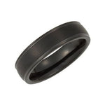 Men's Tungsten Flat-Edge Grooved Comfort-Fit Half-Round Band
