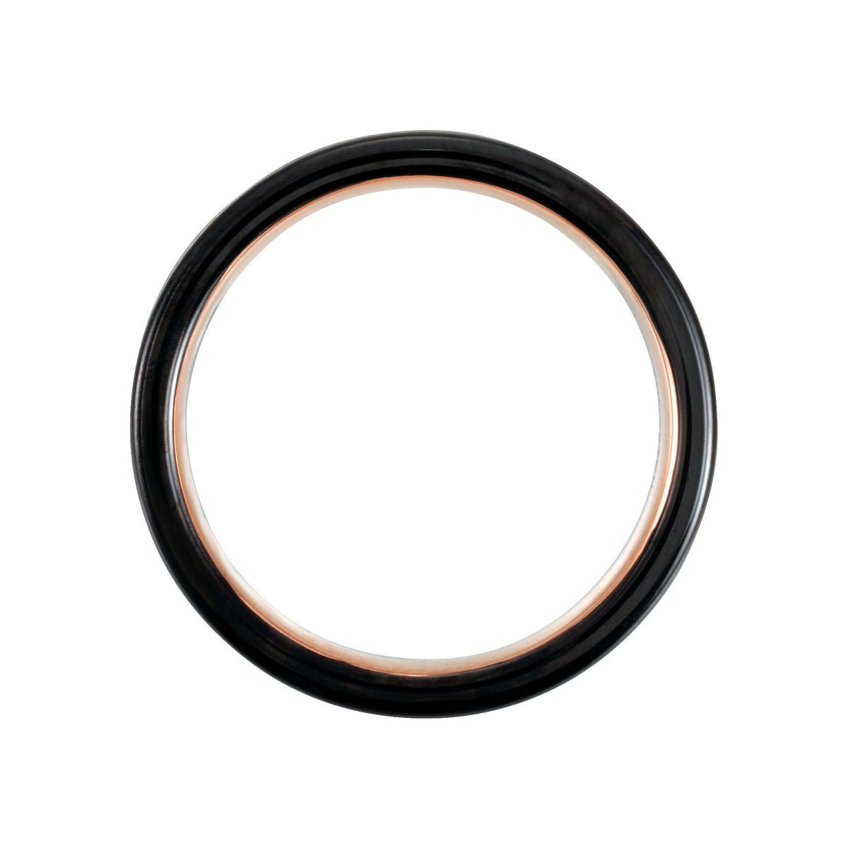 Men's Tungsten Grooved Comfort-Fit Band - Black & Rose Tone