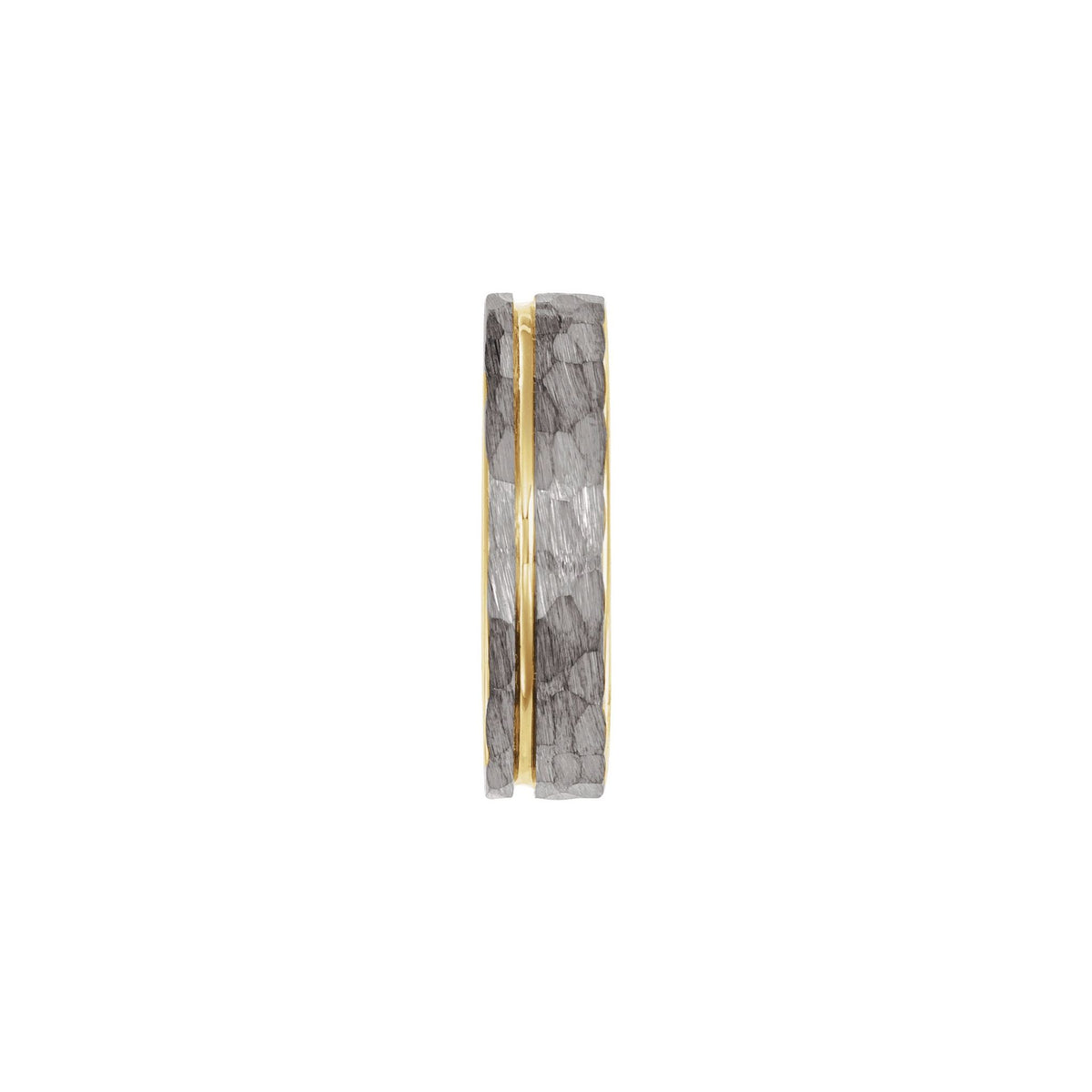 Men's Tungsten Grooved Comfort-Fit Flat Band with Hammer Finish, Gray - Gray