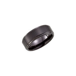 Men's Tungsten Stepped-Edge Comfort-Fit Band with Satin Finish - Black