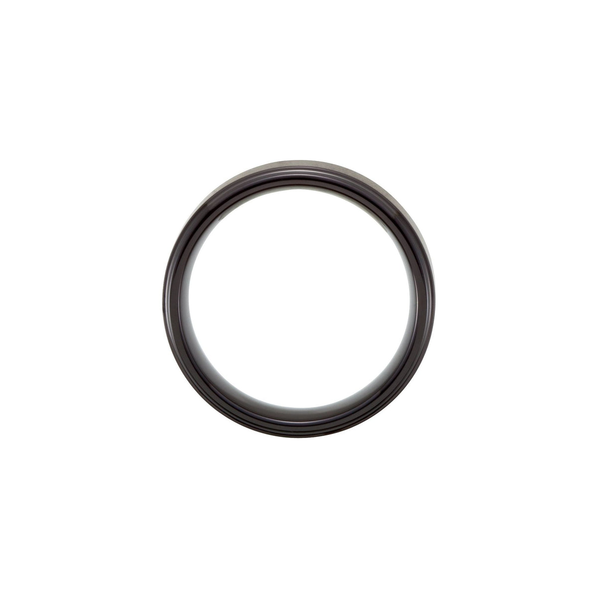Men's Tungsten Stepped-Edge Comfort-Fit Band with Satin Finish - Black