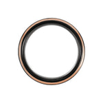 Men's Tungsten Stepped-Edge Comfort-Fit Flat Band - Black & Rose Tone