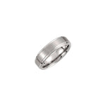 Men's Tungsten Stepped-Edge Inlay Comfort-Fit Band with Satin Finish, 6 mm - Gray