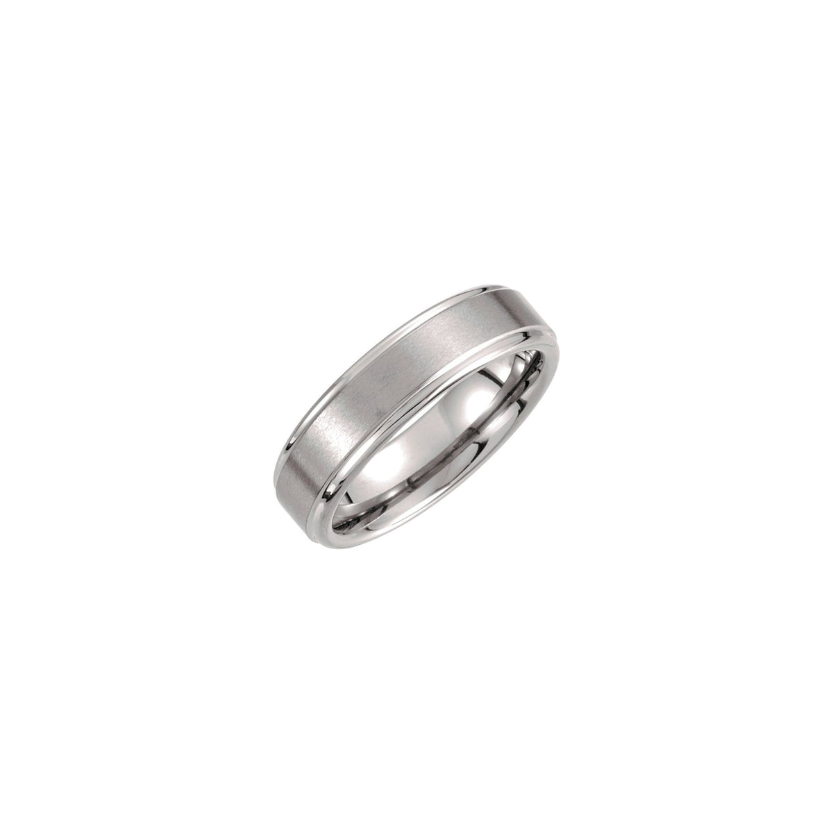 Men's Tungsten Stepped-Edge Inlay Comfort-Fit Band with Satin Finish, 6 mm - Gray