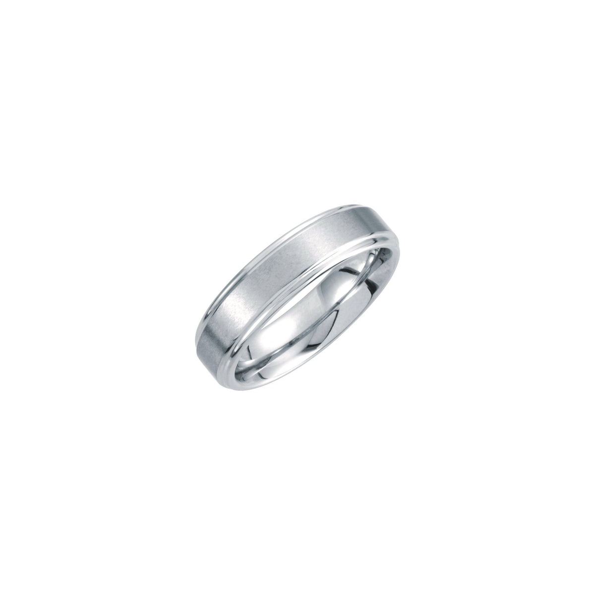 Men's Tungsten Stepped-Edge Inlay Comfort-Fit Band with Satin Finish, 6 mm - White