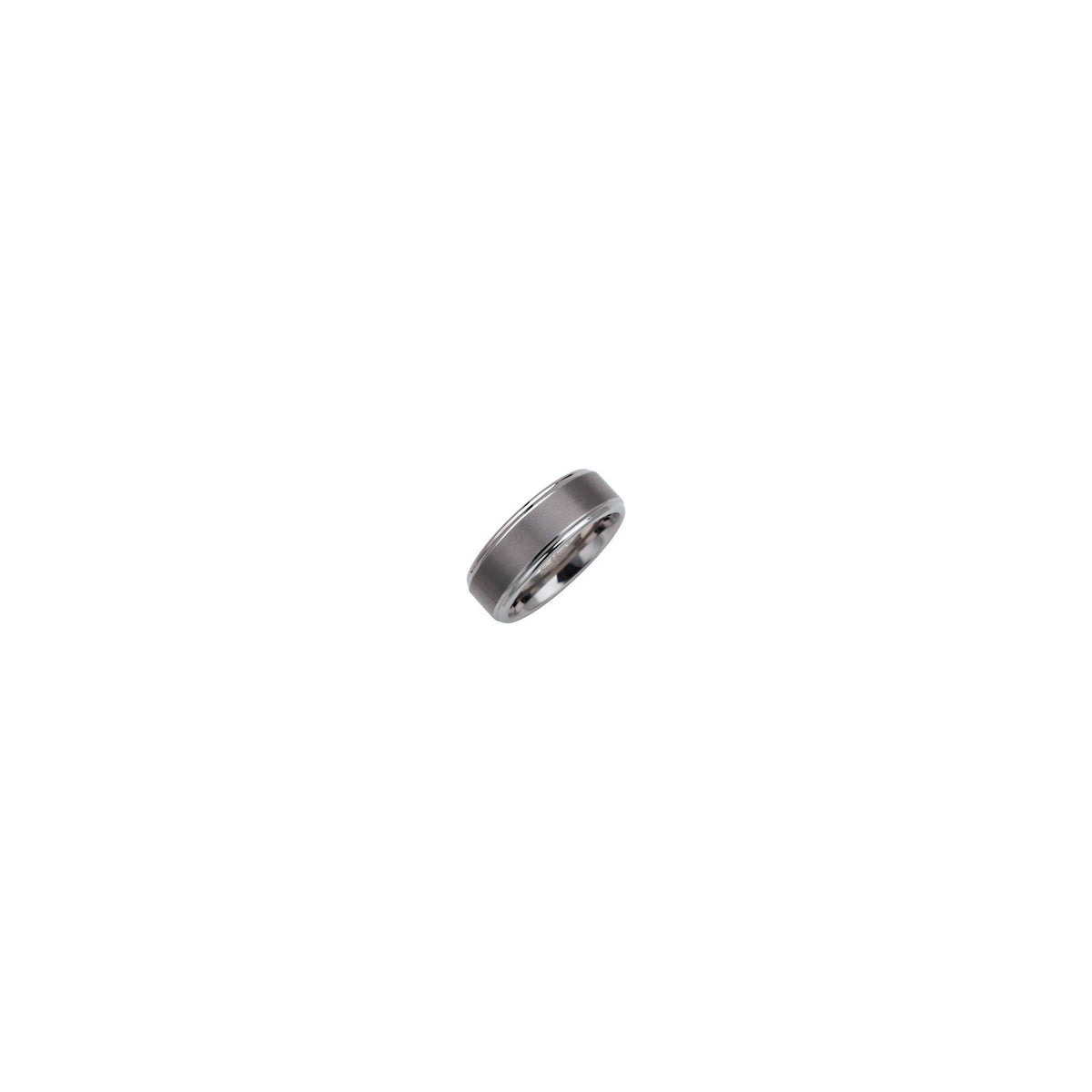 Men's Tungsten Stepped-Edge Inlay Comfort-Fit Band with Satin Finish, 8 mm - Gray