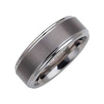 Men's Tungsten Stepped-Edge Inlay Comfort-Fit Band with Satin Finish, 8 mm