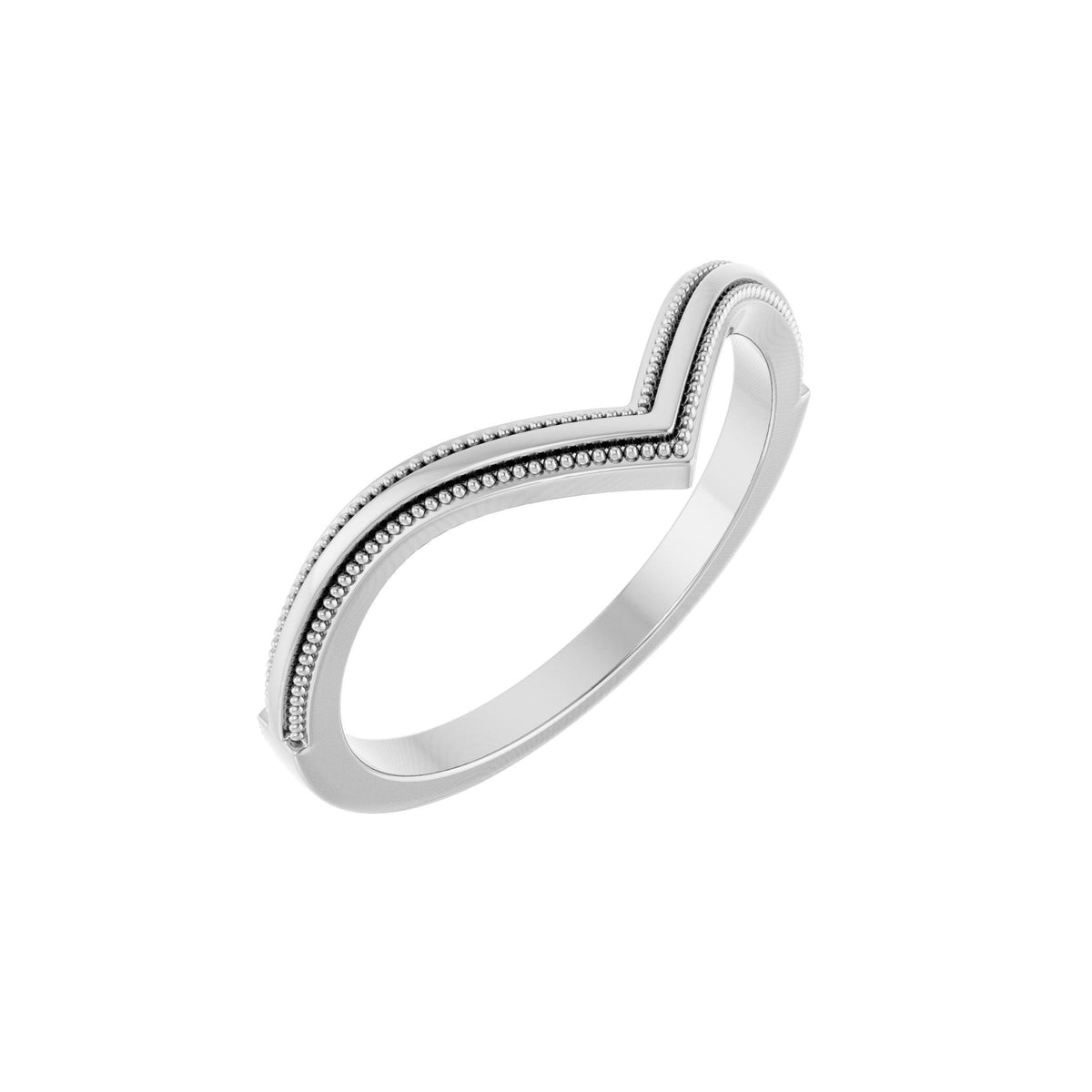 Milgrain Contour Band in 14K Gold - 14K White Gold
