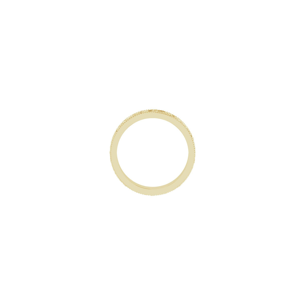 Milgrain Edge Floral Flat Band in 14K Gold - 14K Yellow Gold