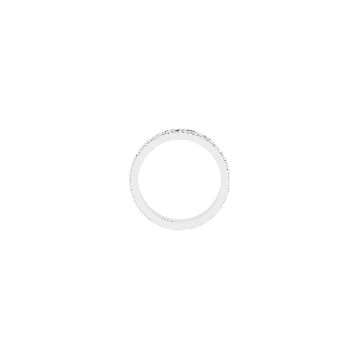 Milgrain Edge Floral Flat Band in 14K Gold - 14K White Gold