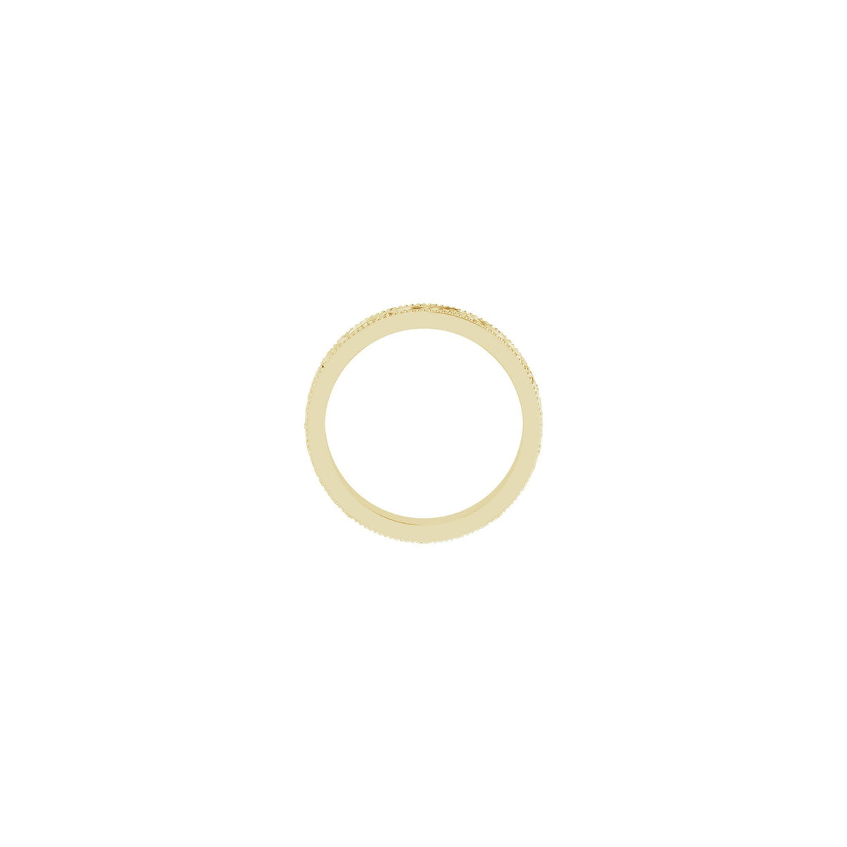 Milgrain Edge Floral Flat Band in 14K Gold - 14K Yellow Gold