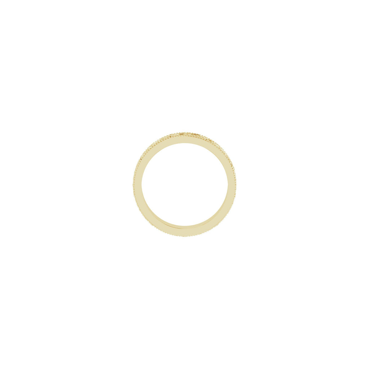 Milgrain Edge Floral Flat Band in 14K Gold - 14K Yellow Gold