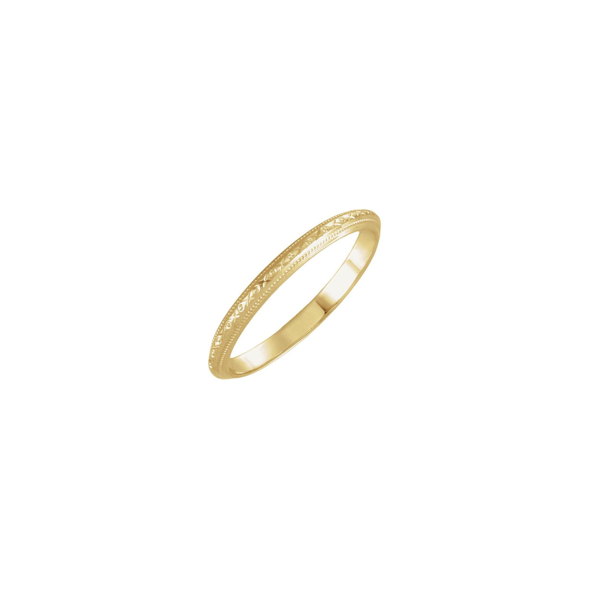 Milgrain Geometric Band in 14K & 18K Gold - 14K Yellow Gold