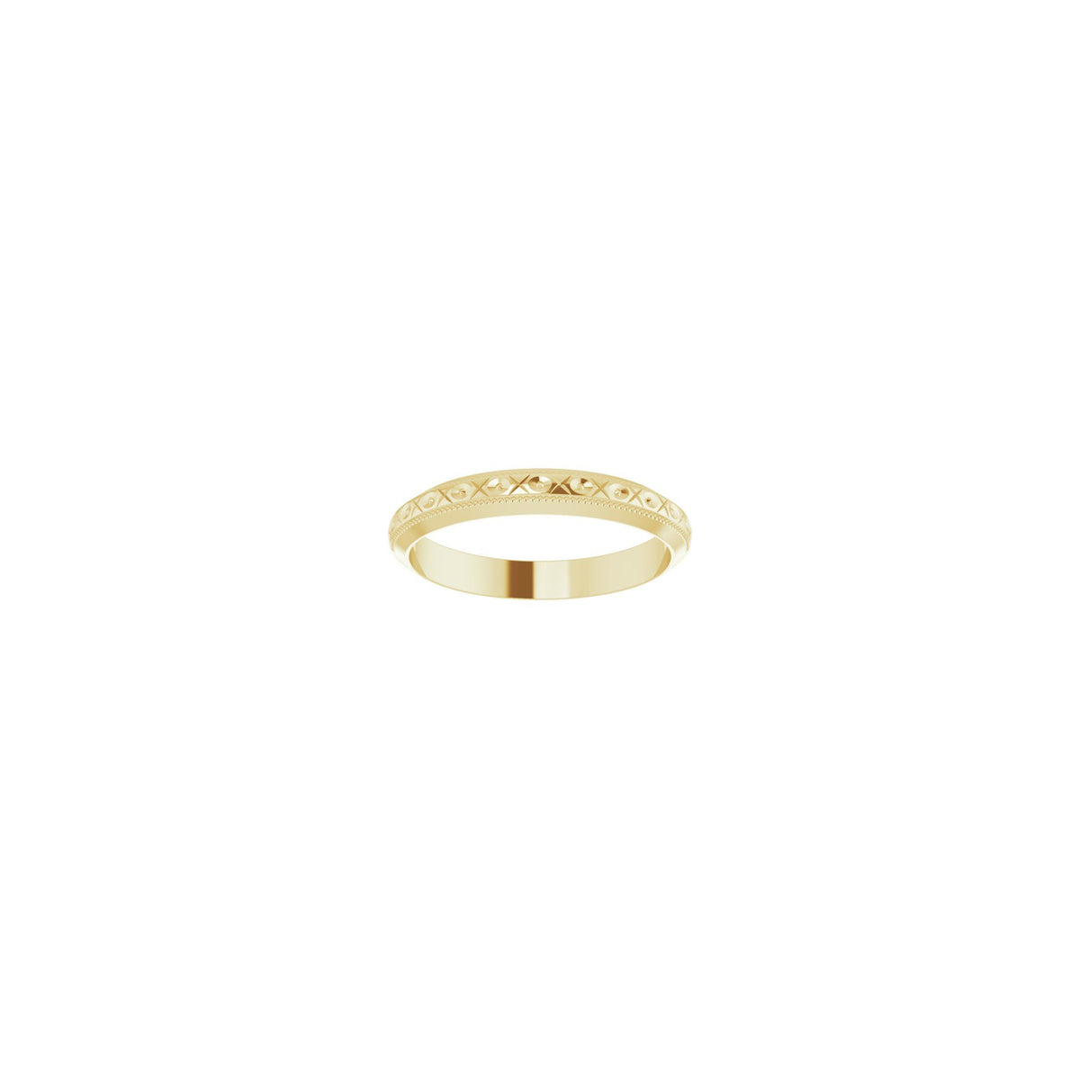 Milgrain Geometric Band in 14K & 18K Gold - 18K Yellow Gold