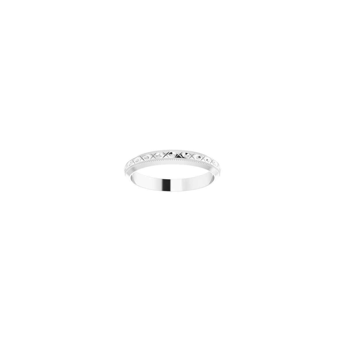 Milgrain Geometric Band in 14K & 18K Gold - 14K White Gold
