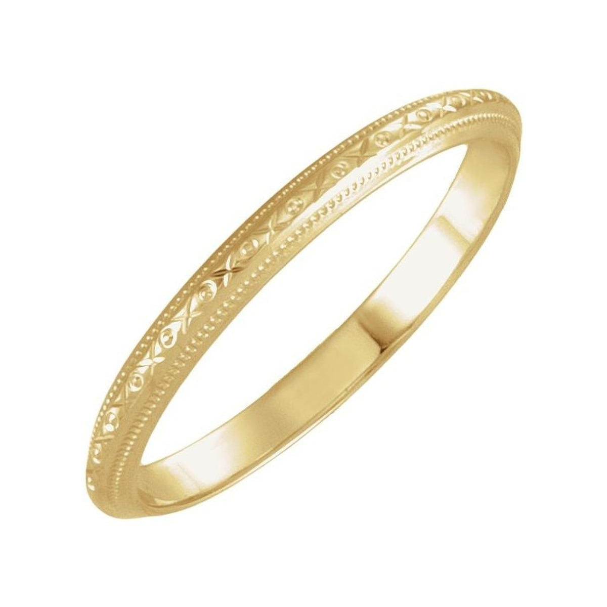 Milgrain Geometric Band in 14K & 18K Gold