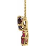 Natural Mozambique Garnet & Lab-Grown Ruby Dangle 18" Necklace in 14K Yellow Gold - 14K Yellow Gold