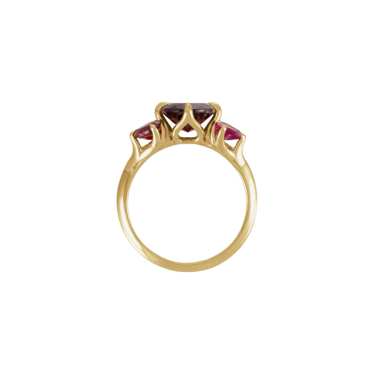 Natural Mozambique Garnet & Lab-Grown Ruby Ring in 14K Yellow Gold - 14K Yellow Gold