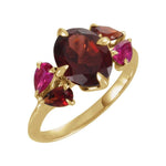 Natural Mozambique Garnet & Lab-Grown Ruby Ring in 14K Yellow Gold