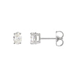 Oval Diamond 4-Prong Lightweight Stud Earrings in 14K Gold - 14K White Gold