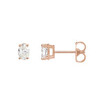 Oval Diamond 4-Prong Lightweight Stud Earrings in 14K Gold - 14K Rose Gold