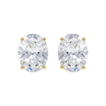 Oval Diamond 4-Prong Lightweight Stud Earrings in 14K Gold - 14K Yellow Gold