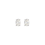 Oval Diamond 4-Prong Lightweight Stud Earrings in 14K Gold - 14K White Gold