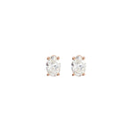 Oval Diamond 4-Prong Lightweight Stud Earrings in 14K Gold - 14K Rose Gold
