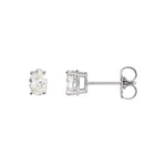 Oval Diamond 4-Prong Lightweight Stud Earrings in 14K Gold - 14K White Gold