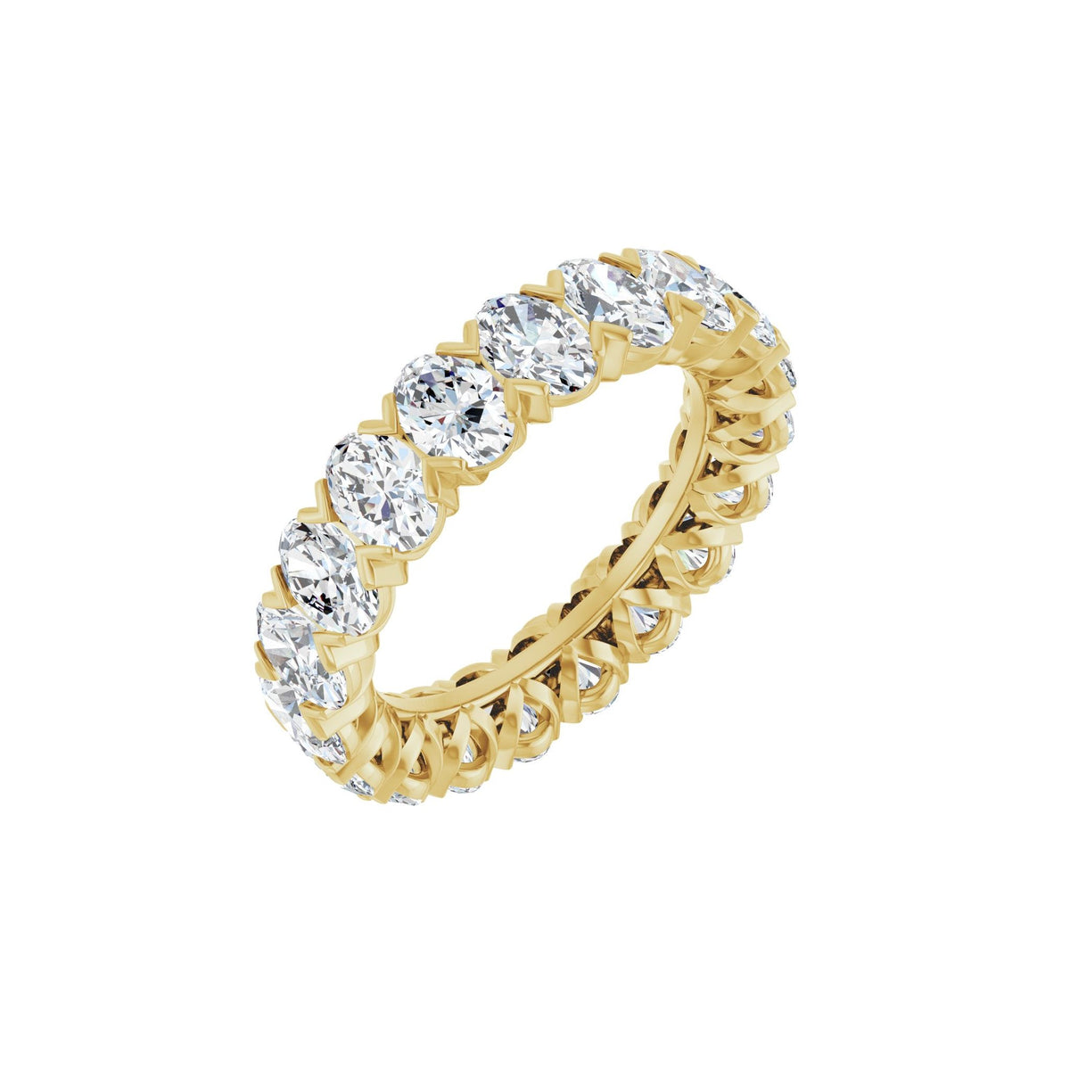 Oval Lab-Grown Diamond Low Profile V-Prong Eternity Band in 14K Gold - 14K Yellow Gold