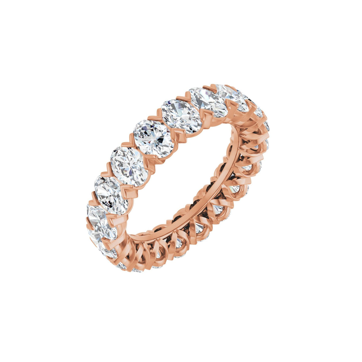 Oval Lab-Grown Diamond Low Profile V-Prong Eternity Band in 14K Gold - 14K Rose Gold