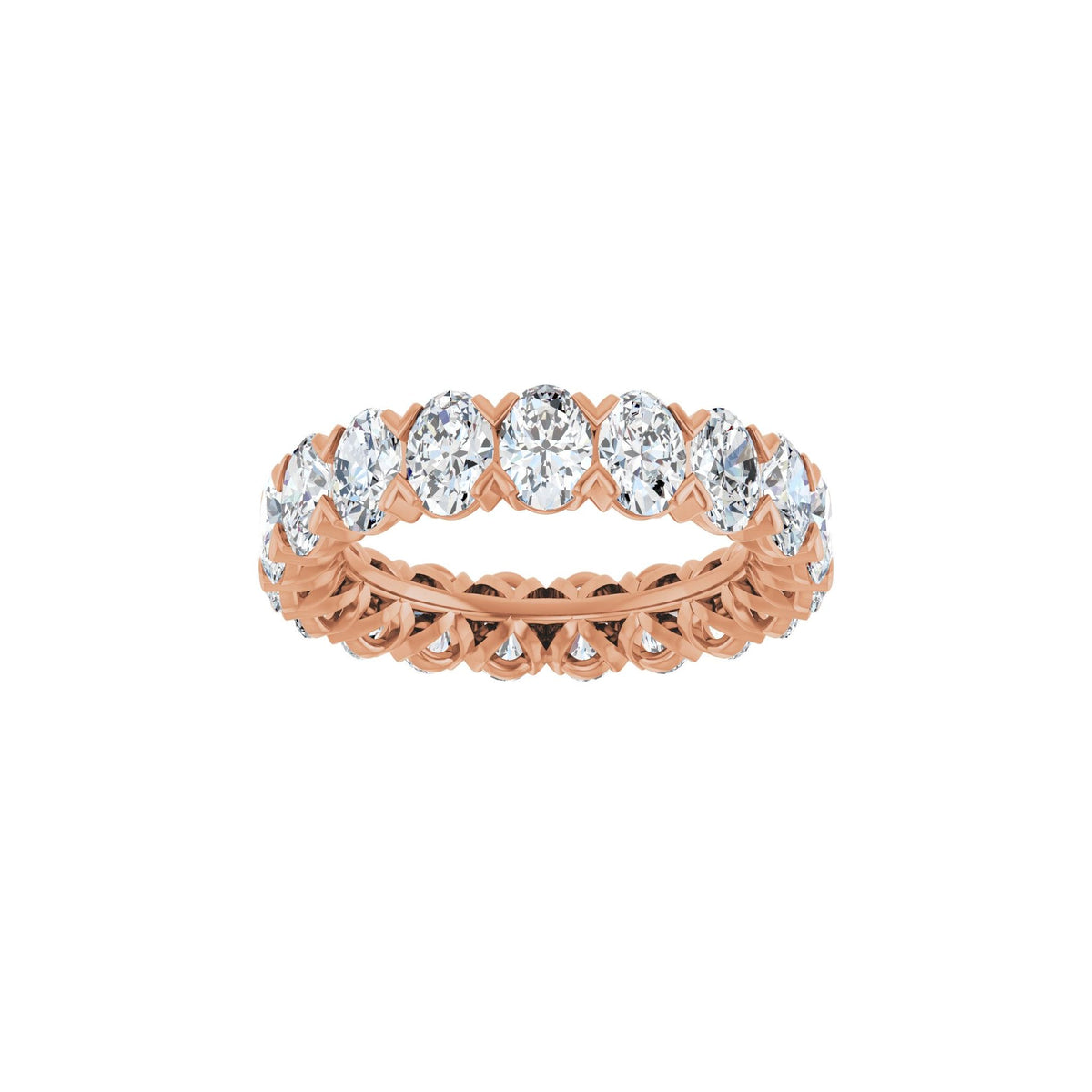 Oval Lab-Grown Diamond Low Profile V-Prong Eternity Band in 14K Gold - 14K Rose Gold
