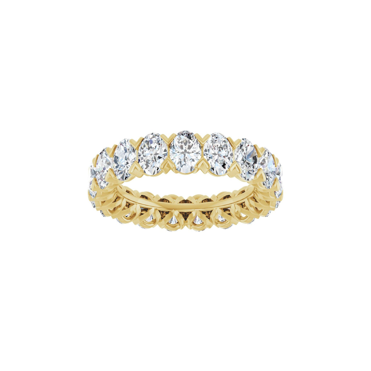 Oval Lab-Grown Diamond Low Profile V-Prong Eternity Band in 14K Gold - 14K Yellow Gold