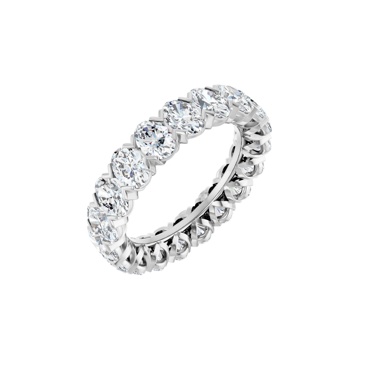 Oval Lab-Grown Diamond Low Profile V-Prong Eternity Band in 14K Gold - 14K White Gold