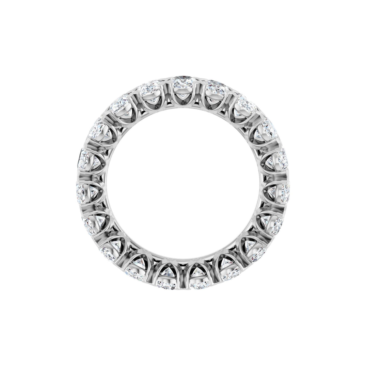 Oval Lab-Grown Diamond Low Profile V-Prong Eternity Band in 14K Gold - 14K White Gold