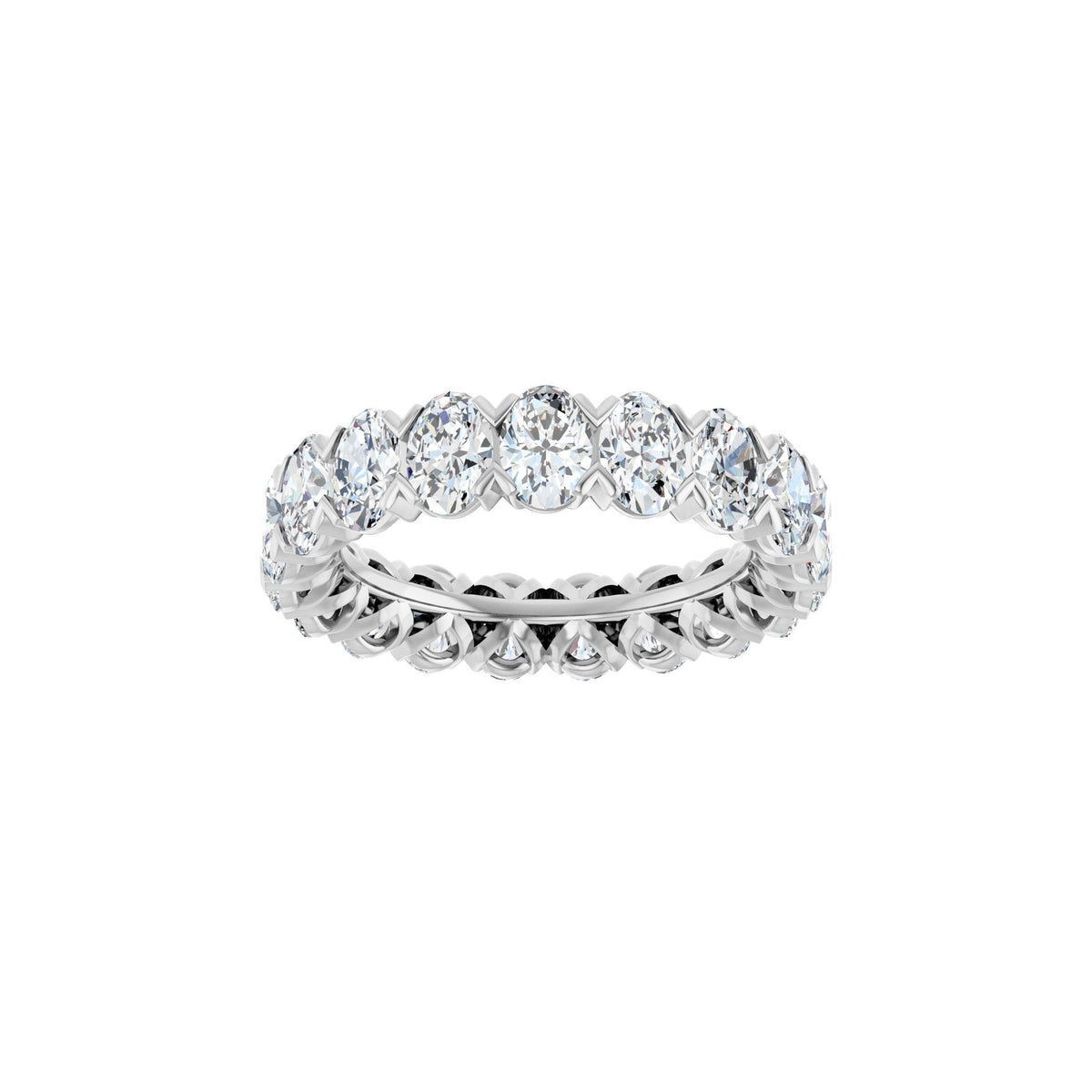 Oval Lab-Grown Diamond Low Profile V-Prong Eternity Band in 14K Gold - 14K White Gold