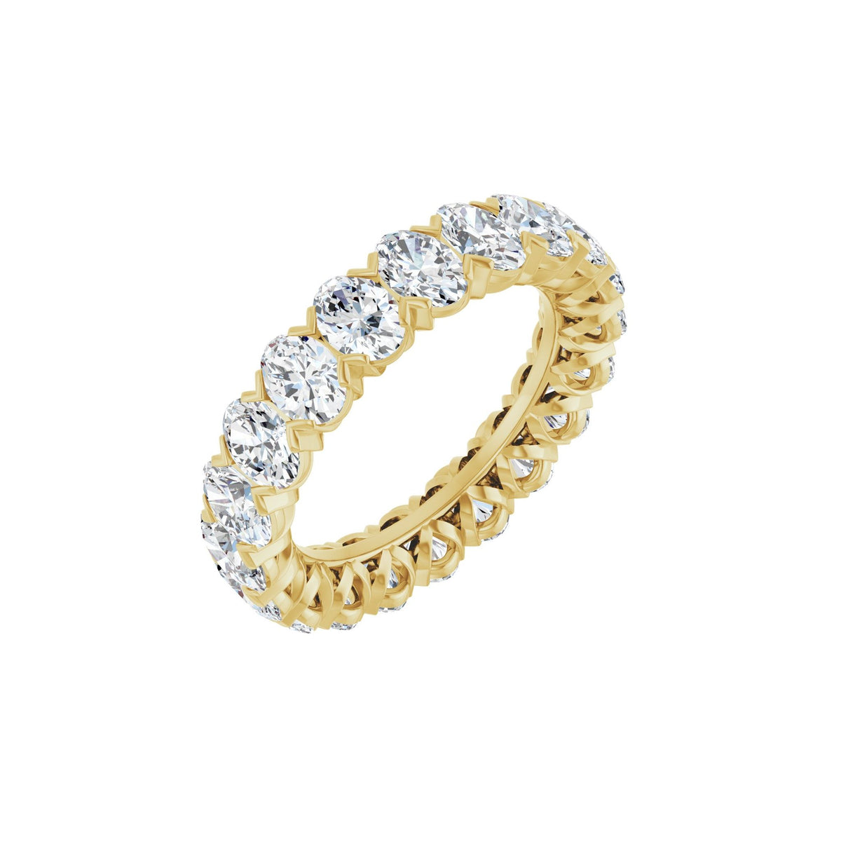 Oval Lab-Grown Diamond Low Profile V-Prong Eternity Band in 14K Gold - 14K Yellow Gold